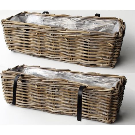 Balkonkorb Rattan Grau 46cm