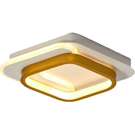 AUTRUCKER Plafonnier minimaliste et moderne, applique carrée pour couloir, convient au salon et à la chambre, forme carrée, couleur or, trois couleurs réglables (1/5)