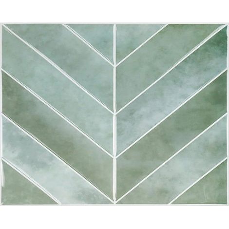 Carreaux adhésifs 3D pour cuisine, carrelage mural autocollant 3D, carrelage à chevrons pour cuisine et salle de bain, 10 feuilles/paquet,vert (1/5)