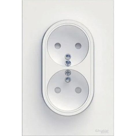 Enchufe doble SCHNEIDER Odace S320559 - 16A - 230V - 2x 2P+T - blanco