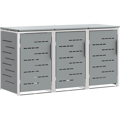 Wheelie Bin Storage Stainless Steel Grey vidaXL