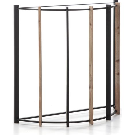 Konsole 81X28X77 Kristall/Naturholz/Schwarzes Metall (1/5)