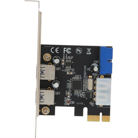 Carte d'extension PCIe vers USB 3.0 2 ports, connecteur 20 broches, transfert haute vitesse stable, carte USB PCI Express (1/5)