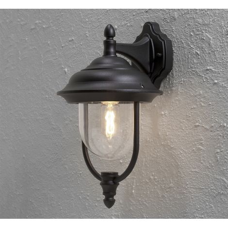 LED Außenwandleuchte, Landhaus Laterne hängend Höhe 46cm, Schwarz (1/4)