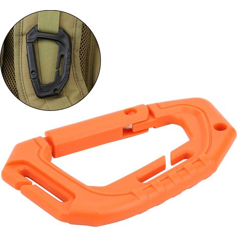 10 Pièces Mousquetons Plastique D-Ring pour Randonnée et Camping (Orange) (1/5)