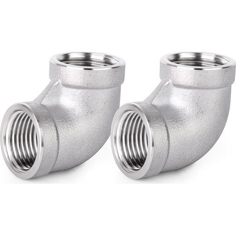 2 pièces 304 connecteurs coudés à 90 degrés en acier inoxydable, raccords de tuyauterie BSP femelles 1 "x 1" (1/5)
