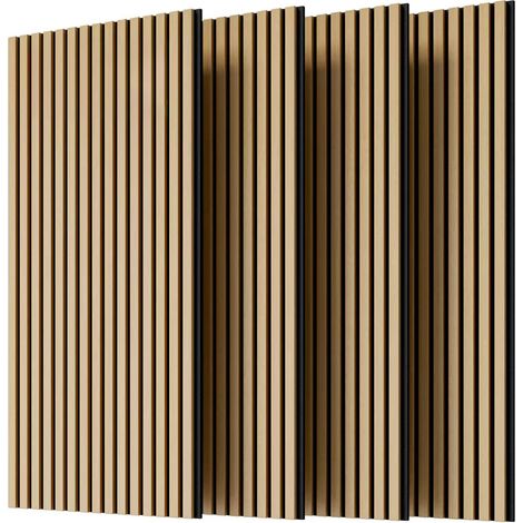 CHICFURN Paneles acústicos de pared 4 uds 120x60 cm MDF poliéster roble blanco (1/5)