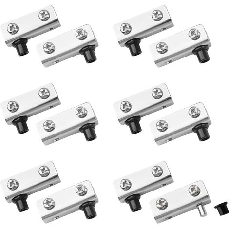 Bisagra giratoria, 6 pares de clips para puertas de vitrinas con pasador de hierro ajustable. Kit de repuesto de bisagras para puertas de cristal de apertura libre de 3-6 mm. (1/4)