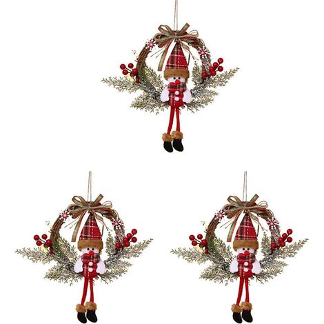 3 couronnes de Noël artificielles pour porte d'entréemurfenêtredécoration de maison de ferme (petite taille) (1/5)