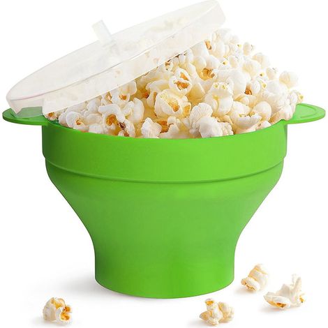 Seau à Popcorn - Fabrication au Micro-ondes - En Silicone Alimentaire - Pliable - 14,5 x 26 cm - Pour Cuisine Maison - 1 Pièce (1/5)