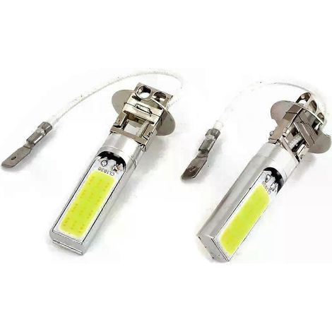 Lot de 2 ampoules LED COB H3 15W DRL blanches type xénon pour phares de route (1/5)