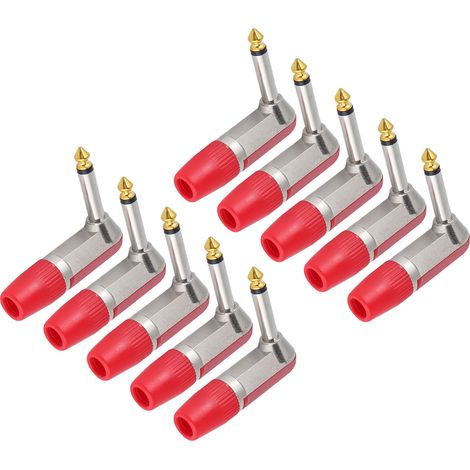 Lot de 10 fiches audio XLR 6,35 mm coudées, professionnelles, durables et résistantes à la corrosion, pour casque audio (rouge). (1/5)