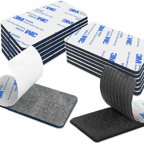 Selbstklebende Klettverschlüsse, doppelseitig kratzfest, extra starke Klettstreifen (schwarz, 5 x 10 cm, 12er-Packung) (1/5)
