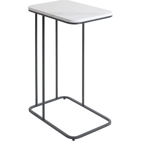 Table d'Appoint Effet Marbre "Alba" 67cm Blanc & Noir