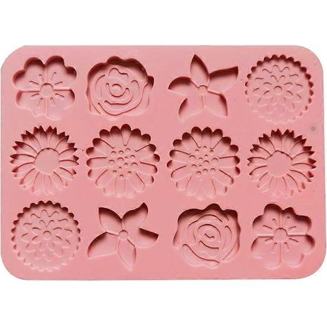 Moule en silicone en forme de fleur à 12 cavités pour chocolat et pâtisserie (1/4)