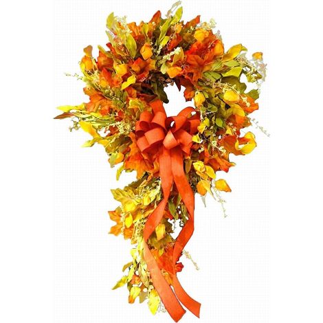 Guirlande Automnale - Feuilles D'érable Artificielles - Pour Porte Extérieure Cheminée Fête De Grâce Mariage - 37.5 cm - 1 Pièce (1/5)
