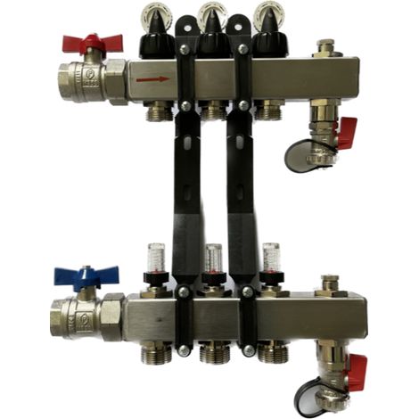 Taconova TacoSys High End Heizkreisverteiler 3 Kreise Edelstahl Verteiler für Fußbodenheizung