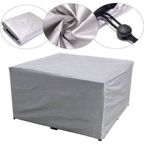 Gartenmöbelabdeckung 115 x 115 x 70 cm, 210D Oxford-Gewebe, wasserdicht, winddicht, UV-beständig, Schutzplane für Gartentische – Silber (1/4)