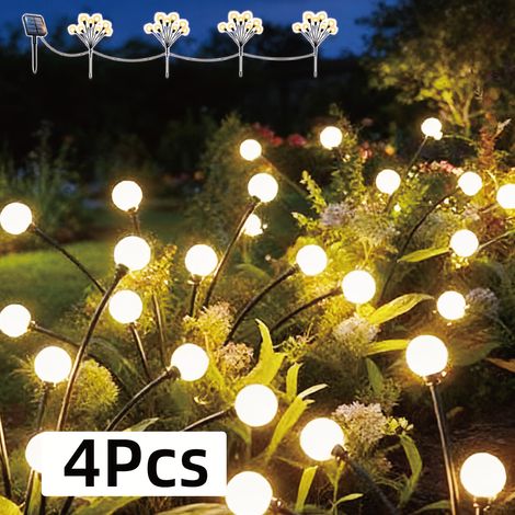 Lot 4 Lampes Solaires Lucioles – 32 LEDs, 8 Modes Clignotants. Éclairage Chemin Jardin/Allée. Pour Cour/Parc. (1/5)