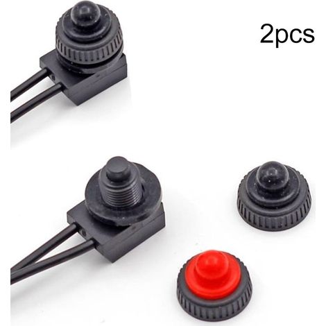 Interrupteur Poussoir Étanche 12 V - Pour Éclairage Extérieur Voiture Moto - Montage Encastré - 2 Pièces (1/4)