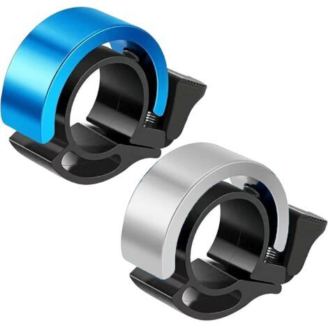Sollbry 2pcs Sonnette velo,Sonnette velo enfant,Sonnette velo adulte,Sonnette idéale pour vélo et Trottinette Small Bell - Compatible avec Les guidons de 22 mm de diamètre,Noir,bleu (1/3)