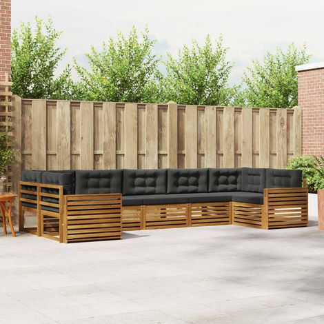 vidaXL Outdoor-Sofagarnitur mit Kissen 7 pcs Natur und Anthrazit (1/5)