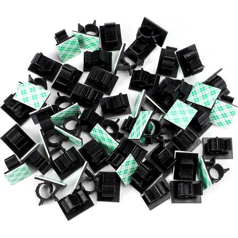 Câbles Adhésifs Réglable Clips de Câble Nylon Porte Fil de Serrage, Noir, 50 Pack (1/5)