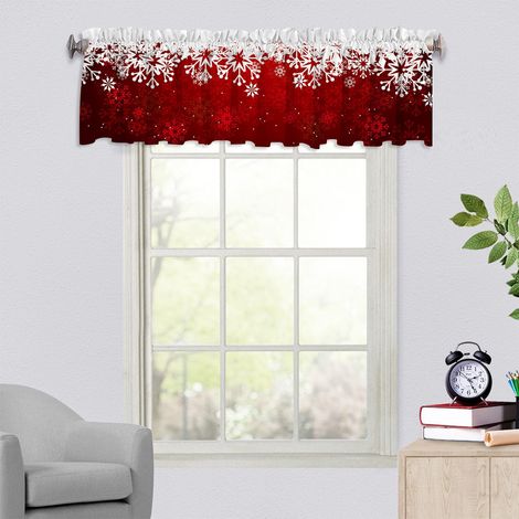 Rideau Festif De Noël - Rideau Court À Poche Pour Tringle - Isolant Thermique Et Occultant - 137 x 45 cm - Rouge (1/5)