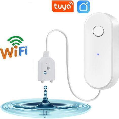 Fuleadture Capteur de fuite d'eau Wi-Fi : Détecteur de fuite intelligent, Capteur de fuite d'eau Tuya Smart, Capteur de niveau d'eau sans fil (Compatible avec les alertes via application) (Piles AAA n