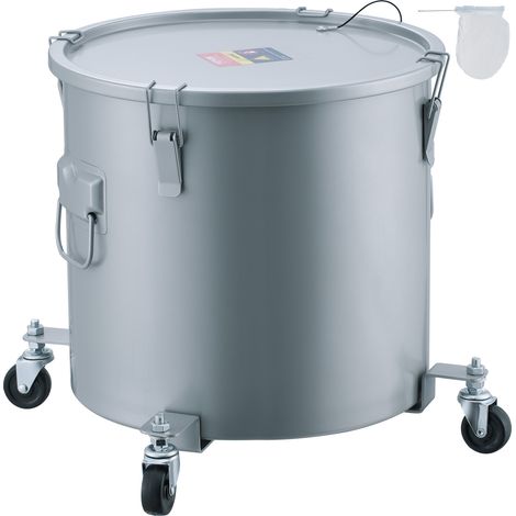 VEVOR Recolector de grasa y aceite usado sobre ruedas, 60,5 L, recipiente de aceite de acero al carbono para freidora, recipiente de aceite con tapa, pinzas de bloqueo, bolsa de filtro