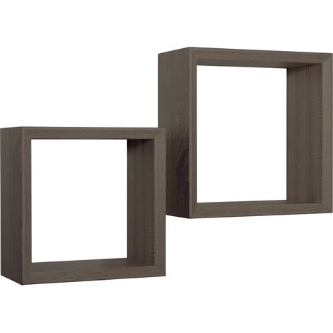 Estantes cúbicos de pared conjunto de 2 pc mod. Ginevra Nogal aserrado (1/4)