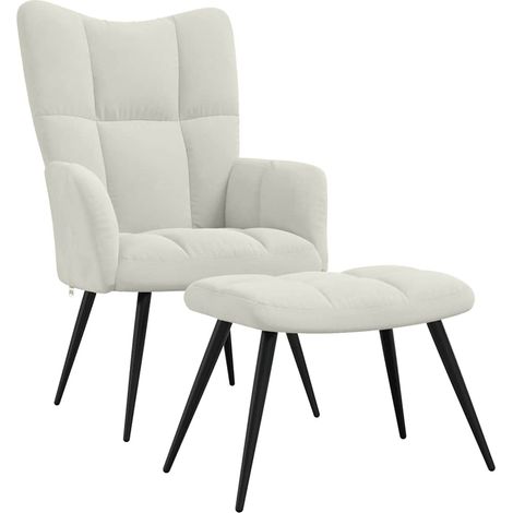 Maison Exclusive - Relaxsessel mit Hocker Cremeweiß Samt