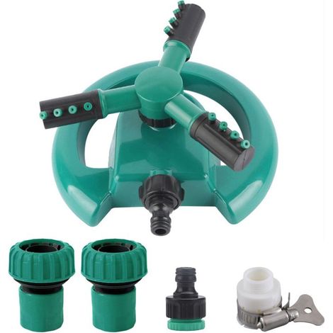 Arroseur de jardin rotatif à 360° avec 2 connecteurs traversants de 1 pouce + 1 connecteur standard 4/6 + 1 connecteur universel 8 broches (1/5)