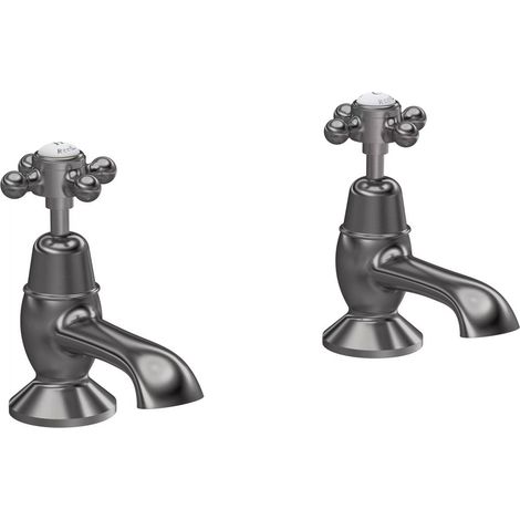 Hudson Reed Topaz Dome Bath Taps Pair - Brushed Pewter (1/2)