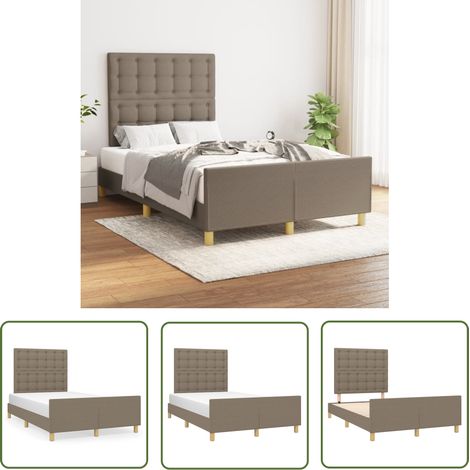 The Living Store Bettgestell ohne Matratze Taupe 120x200 cm Stoff - Bettes Gestell - Doppelbett - Lattenrost - Kopfstütze - Schlafzimmer Möbel (1/5)