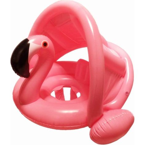 Flamant Flotteur de Piscine pour bébé avec auvent,Bouée Siège Gonflable Piscine Gonflable Enfant Bébés 6 - 48 Mois Baignoire Piscine PVC Matériel(Rose (1/5)