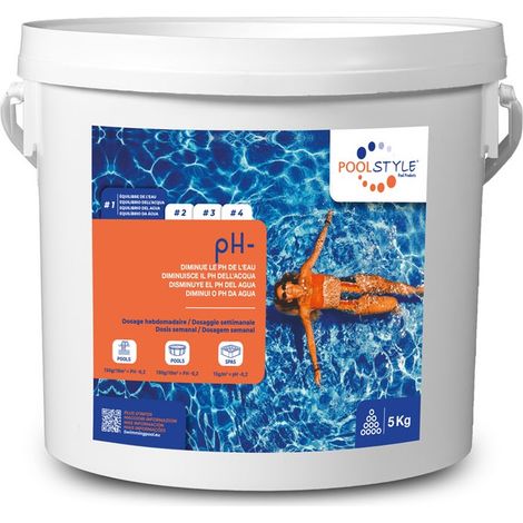 Kit de traitement de piscine PH moins 15% 20L – Réduction de l'acidité – Améliore la clarté de l'eau – Compatible avec tous types de piscines
