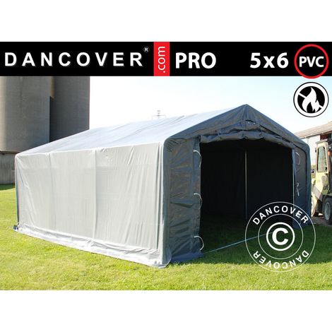 Storage shelter PRO 5x6x2x3.39 m, PVC, Grey - Dancover