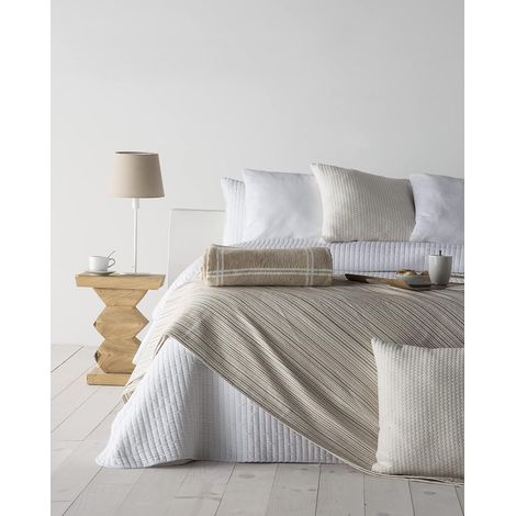 Foulard Toscane 5 Canapé Plaid Couette Multi-usages Taille 130x170cm Couette Beige (1/5)