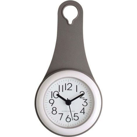 Réveil de salle de bain élégant - Réveil silencieux - Réveil de cuisine à ventouse - Mini réveil pour la maison - Réveil original - gris