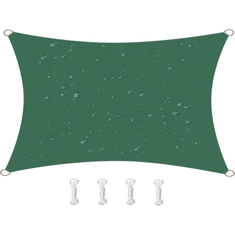 Sonnensegel mit 95 % UV-Effizienz, Oxford-Gewebe, für Terrasse, Balkon, Rasen, Party, Outdoor-Aktivitäten (2 x 3 m, Dunkelgrün) (1/4)