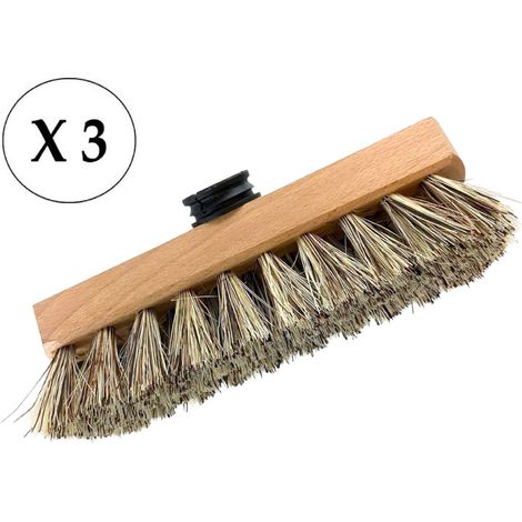 Lot de 3 Brosses en chiendent, conçues pour un nettoyage Efficace et Polyvalent - Pour balai lave pont - Brosse de 22 cm