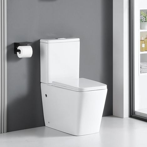 Stano. – Toilette WC à poser céramique Rimless – Abattant Soft Close – Évacuation universelle – Dimensions 640x360x835mm