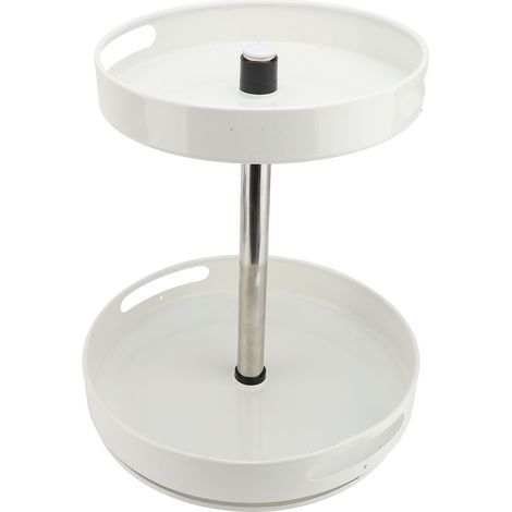 Organisateur d'épices à 2 niveaux, plateau rotatif à 360 degrés, plateau tournant à hauteur réglable, étagère de rangement pour assaisonnement de cuisine, condiments blanc (1/2)