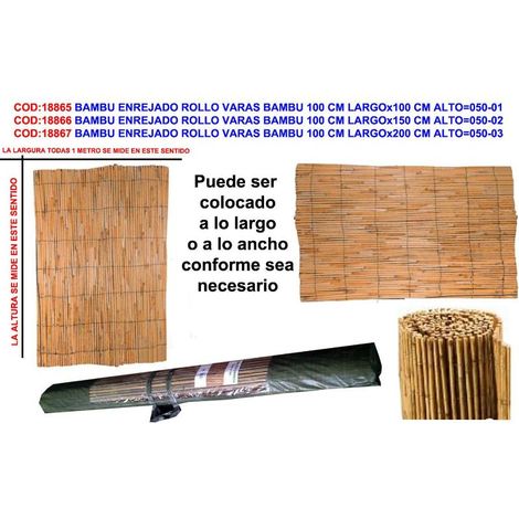 baja bambu enrejado rollo  bambu 100 cm largox200 cm alto 050-03