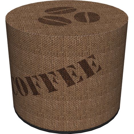 Pouf decorativo Bertoni, Juta con stampa caffè - pouf rotondo per soggiorno, ingresso, cilindro 40 cm, elegante, cerniera, lavabile (1/5)