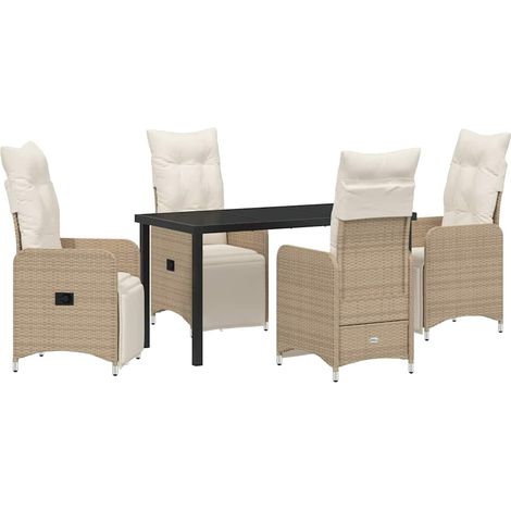 Maison Exclusive - Set da Pranzo per Giardino 5 pcs Beige polyrattan (1/5)