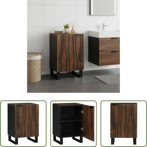vidaXL Walnuss Farbe - Waschbeckenschrank Walnuss 38 x 33,5 x 58 cm Holzwerkstoff (1/5)