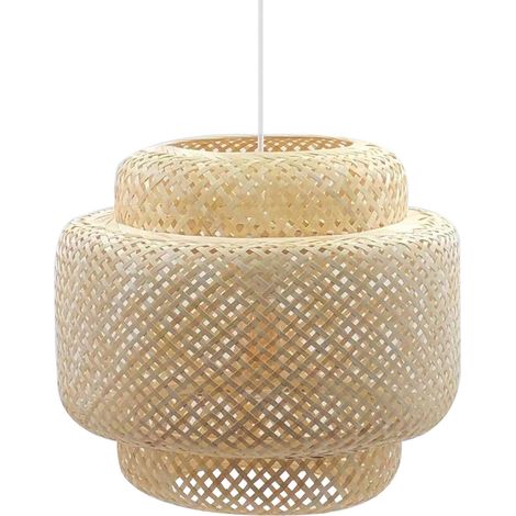 Ledkia – Suspension bambou Nagua naturel – Design Boho-Chic – Compatible ampoule E27 – Finitions artisanales – Pour salles à manger et bureaux