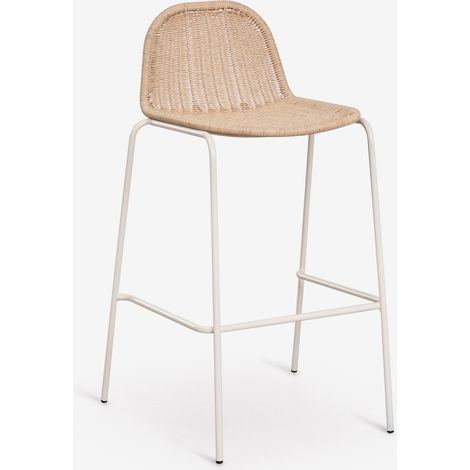 Tabouret de jardin haut empilable en rotin synthétique Reiven SKLUM Tapioca Beige ↑75 cm